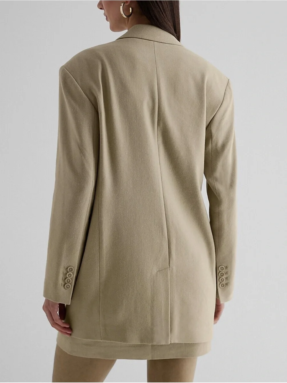 Express Linen Blend Boyfriend Blazer in Green
